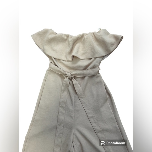 ARITZIA Babaton Blush Pink Strapless Neck Ruffle Detail Flutter Jumpsuit Size 00 - Picture 10 of 13